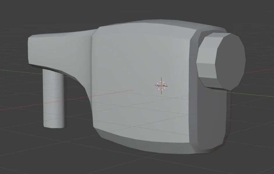 An image of an untextured work-in-progress 3D model of a blaster