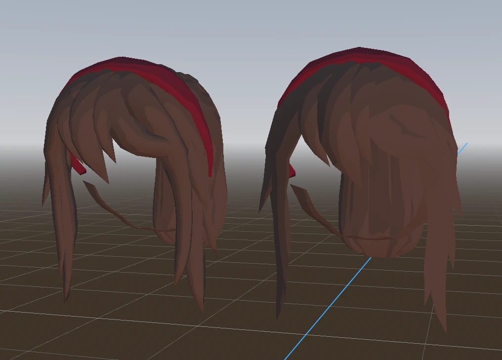 An in-engine comparison of the shading between the old hair with smooth edges (left) and the new hair with sharp edges (right).