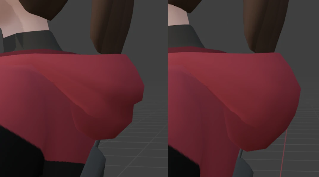 Old hood with a fold in it on the left, new hood without the fold on the right