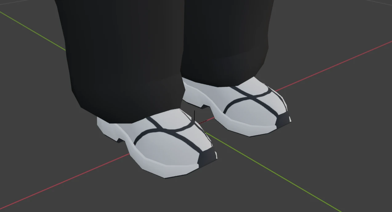 White painted shoes with black bottoms and black lines drawn on them.